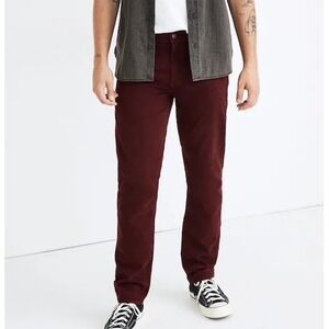 Madewell Slim‎ Fit Everyday Flex Sateen Burgundy Jeans Men W29 L32 Casual Pants